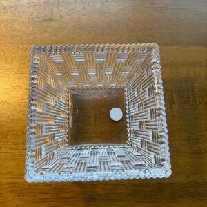 Tiffany & Co Crystal Square Basket-woven Dish